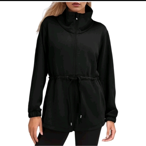 The Unbranded Brand Tops - Nwot Black Mock Neck Full Zip Fleece Sweatshirt Jacket Large